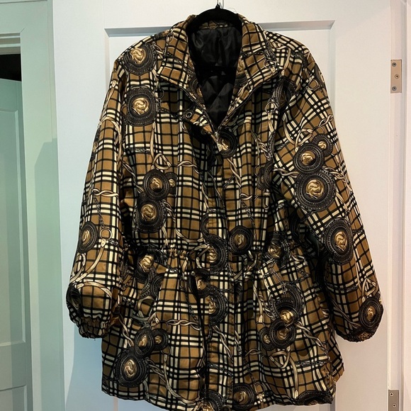 Vintage '90s Y2K Plaid Chain Print Relaxed Fit Equestrian Jacket - Picture 4 of 11